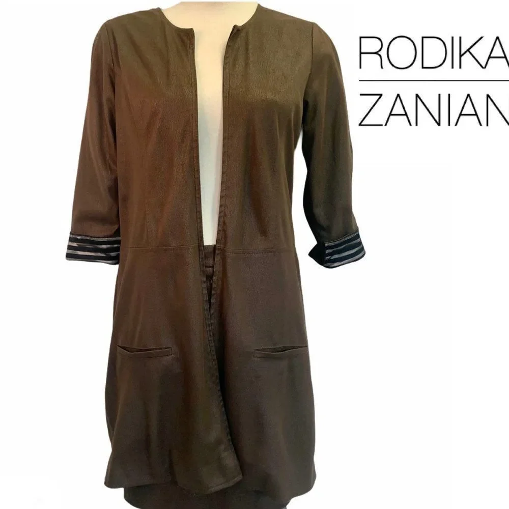 Rodika Zanian brown skirt jacket set sz 40